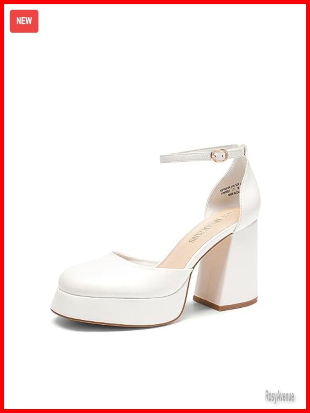 Platform Block Heel Pumps Chunky Ankle Strap Cushioned Wedding Shoes